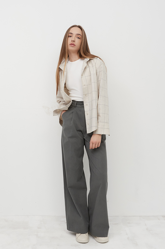 Штани широкі бавовна димчасто-зелений (БР 77/3)